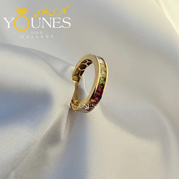 انگشتر طلا باگت هفت رنگ